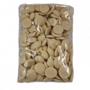 Produktbild vegane, pure weiße Schokoladenalternative in Drops Button Form EH Chocoladen