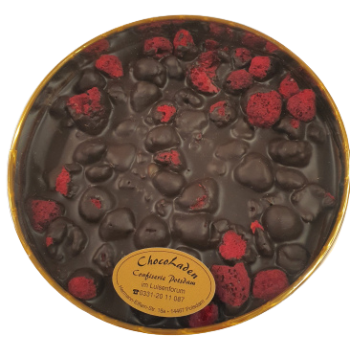 Goldbox dunkle 50% Schokolade mit ganzen Himbeeren getrocknet 200 g