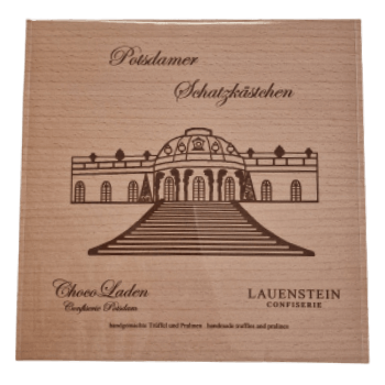 Pralinenauswahl 200g Potsdamer Schatzkästchen aus Holz Lauensteiner Auslese
