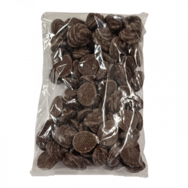 Produktbild vegane, pure helle Schokoladenalternative in Drops Button Form EH Chocoladen